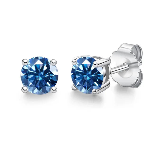 Hot Selling 1ct Colorful Moissanite Stud Earrings 925 Sterling Silver 4 Flaw Earrings Studs