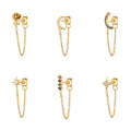 Trend Fashion S925 Sterling Silver Single Earrings for Women Micro CZ Diamond Geometric Moon Star Tassel Earrings