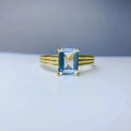 925 Sterling Silver Name Bands Classic Gold-Plated Natural Aquamarine Jewelry Rings for Women Emerald Cut Good Price Wedding