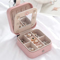 Creative Portable Travel Jewelry Box for Earrings Storage Case with Crown Mirror