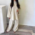 Boutique Wholesale 2026 Summer New Solid Color Round Neck Long Sleeved Sweatshirt Casual Pants Women's Set