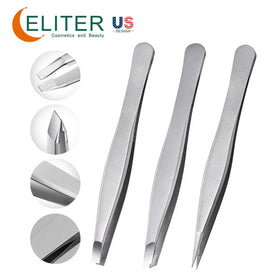 ELITER in Stock Remove the Finest and Smallest Hairs Slant Tweezer Square Tweezer Point Tweezer for Expert Brow Shaping