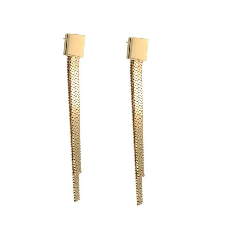 New Arrival Gold Plated Cz Zircon Earring Round Pendant Tassels Stud Earring