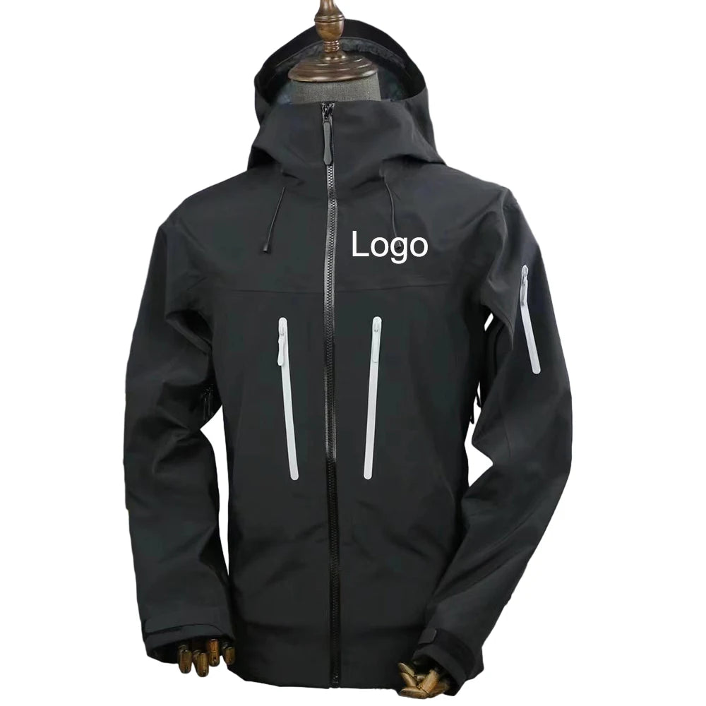 Outdoor 10000mm Hard Shell 3L Rain Hood Unisex Plus Size Windproof Waterproof Jacket Zipper High Performance Breathable Summer