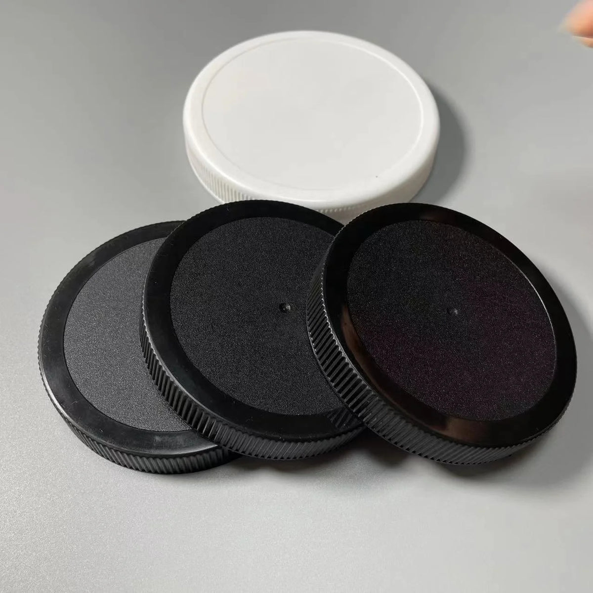 Food Grade White Ribbed Skirt Matte Top PP Plastic Lid 110mm 120mm Screw Cap