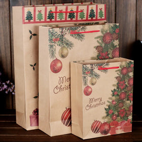 Wholesale Custom Kraft Paper Shopping Gift Bag for Christmas Present Business in Custom Sizes Small Large