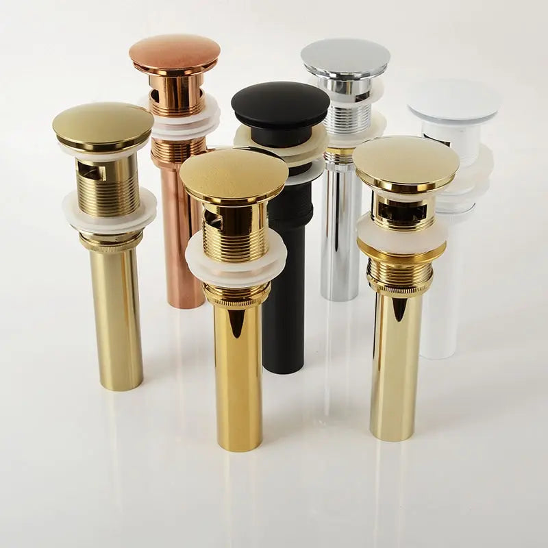 STOCCO Brass Modern Popup Wash Basin Drainage Polished Surface Threaded Connection for Bathroom Drain