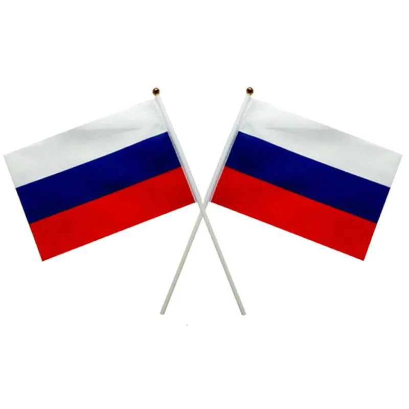 14*21cm Russia Flag Small Hand Held Flag with Plastic Pole