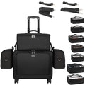 Relavel 4 in 1 Rolling Makeup Train Case with 7 Small Bag Trolley Cosmetic Case with Swivel Wheels and Adjustable Dividers