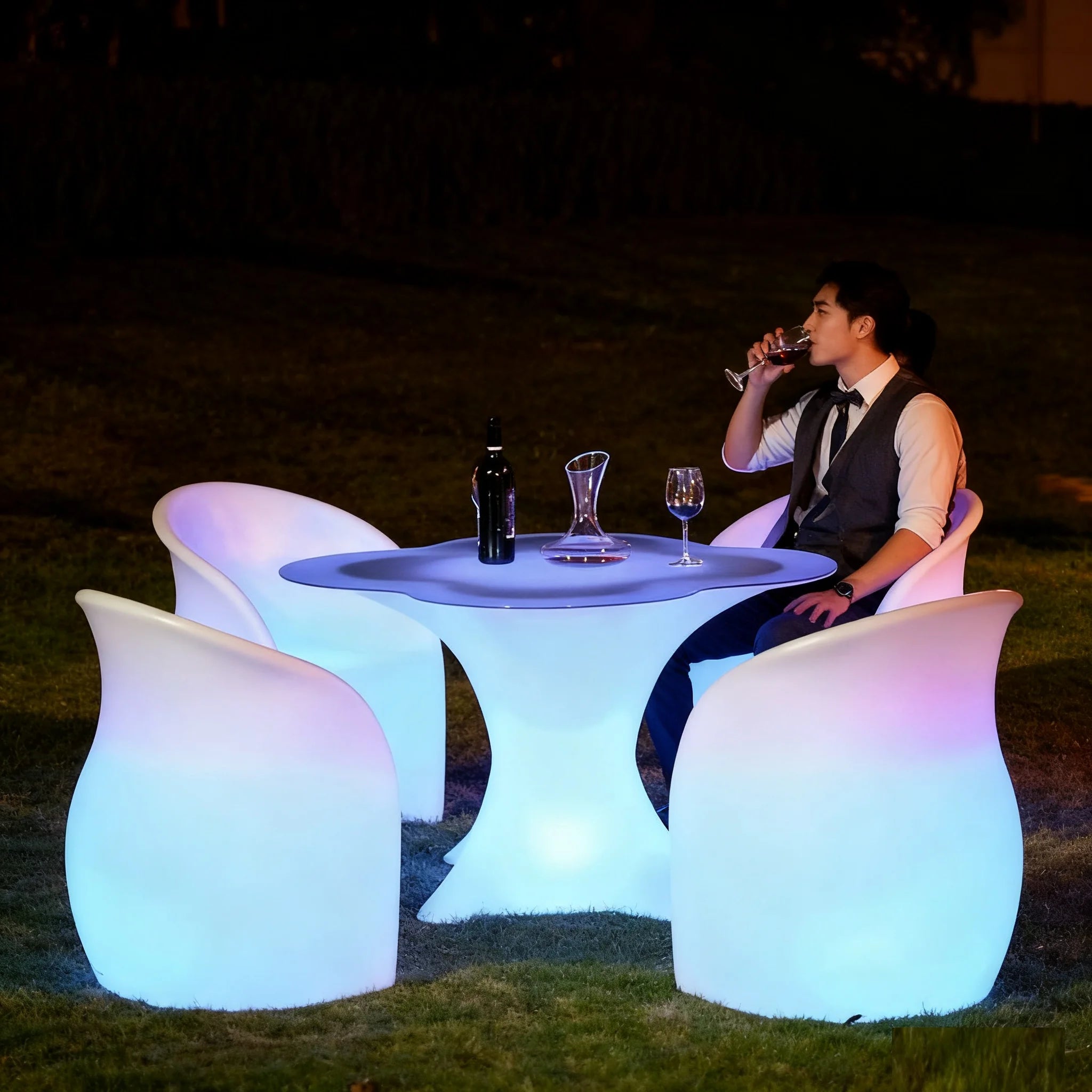 Modern 16-Color Changing LED Illuminated Durable Plastic Non-Foldable Commercial Bar Chair for Hotels and Event Clubs