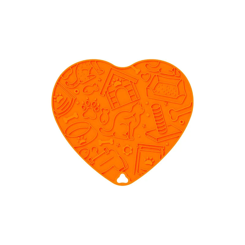 Non-Toxic and BPA Free Silicone Pet Mat Heart Shaped Slow Feeding Lick Mat for Dogs Household Sundries Product