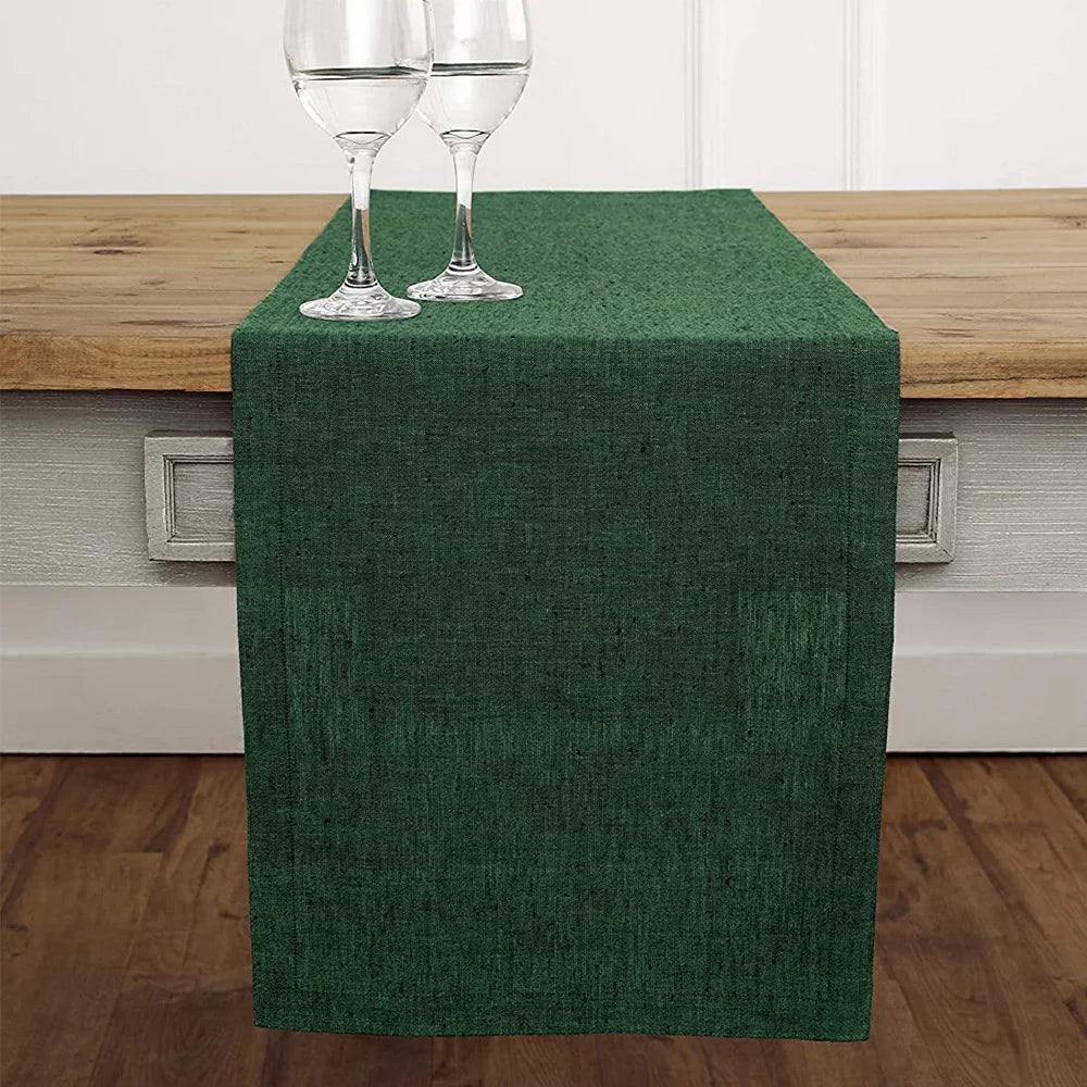 Custom Luxury Burlap Linen Table Runner Woven Technique for Christmas Dining Wedding and Party Decoration