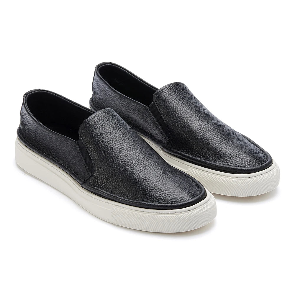 Wincheer High Quality Top Layer Cow Leather Men's Loafers Handmade Wear-Resistant Black Custom Logo Light Weight Casual Flat