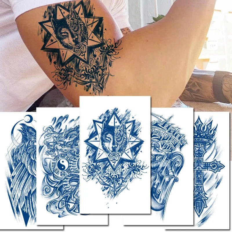 Semi Permanent Custom Temporary Tattoo Stickers Long Lasting 10-15 Days Waterproof Silk Print Half Arm Design Water Transfer