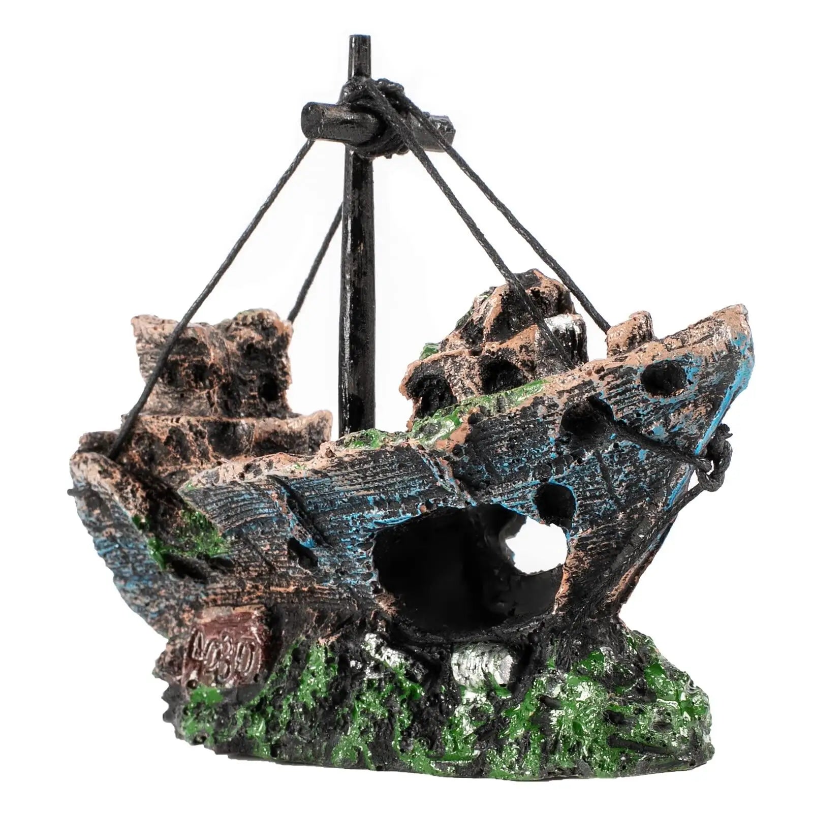Raeasily Fish Tank Decoration Aquarium Accessories Shipwreck Decor Resin Material Sunken Ship Decorations Items for Fish Favors
