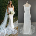 8703# Real Photos Shiny Sequins Spaghetti Straps Low Back Mermaid Wedding Dress Bridal Gown for Women Weddomg Gown