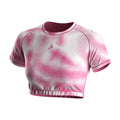 Pink Women's Cropped Gym Top Raglan Sleeve Snag Fit Odor Resistant Lightweight Soft for Aerobics Workouts