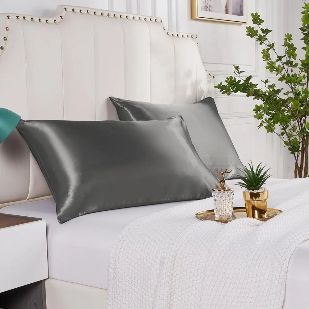 Manufacturer Wholesale Silky Satin Pillowcase 100% Polyester Envelope Style Ultra Large Size Home Hotel Use Woven Solid Pattern