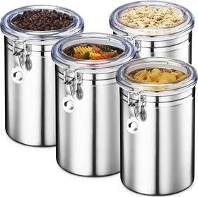 Customized LOGO 800ml 1200ml 1600ml 2000ml Snack Food Storage Container Stainless Steel Coffee Tea Sugar Candy Canister Set