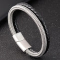Custom Logo Men's Stainless Steel Silver Plated Casual/Sporty Hip Hop Punk Rock Hand Link Bangles Gifts OT-117