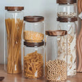Borosilicate Glass Food Storage Jar with Bamboo Lid Custom Logo Hand Blown Airtight Kitchen Container