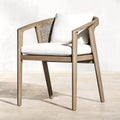 Modern Weathered Teak Dining Armchair with Eco-friendly UV Resistant Waterproof Finish for Outdoor Garden Hotel & Villa Use