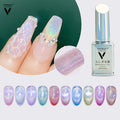 VINIMAY Hot Selling Laser Rainbow Crystal Glass Cat Eye Gel Polish 15ml 10Colors Super Shine Cat Eye Gel for OEM Wholesale