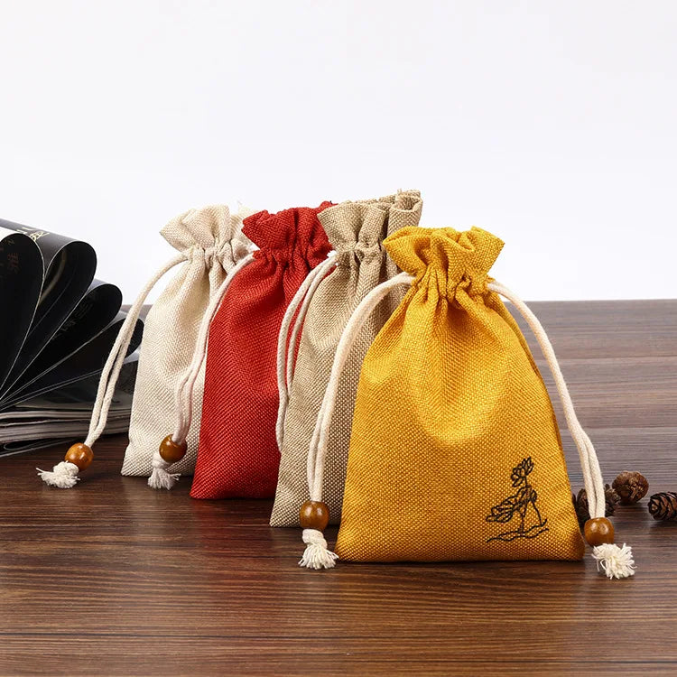 Customized Linen Pouch Jewelry Gift Bag Linen Pouch Jute Burlap Drawstring Bags