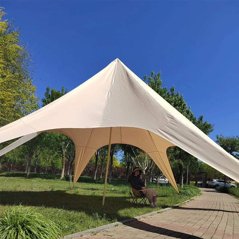 10x10m Outdoor Camping Waterproof Canvas Fabric Peaks Canopy Star Wedding Garden Tarp Tent for Event