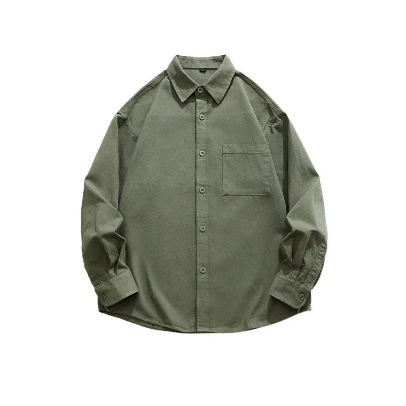 RNSHANGER Korean Style Spring Men's Shirts New Long Sleeve Polo Neck Solid Simplicity Shirt All-match Male Casual Shirts