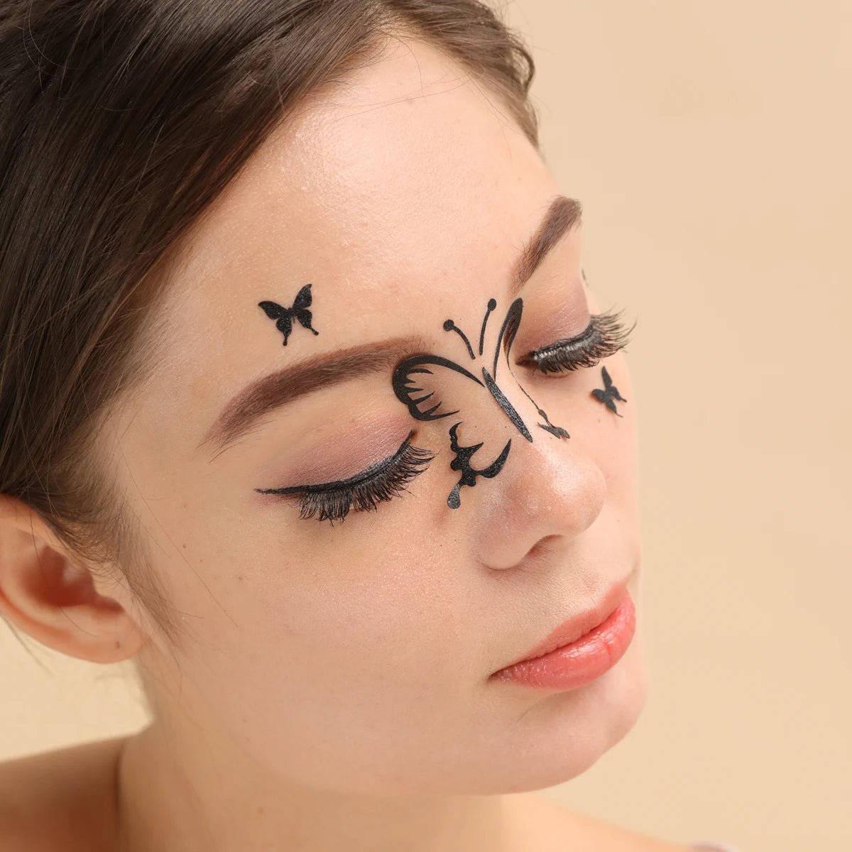 Five & Ten GMPC/Sedex/ISO/EUDR Colorful Stage Black 5D Butterfly Eyeliner Sticker Temporary Decorative Art Sticker Face Tattoo