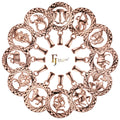 FJ Fallon Fashion Jewelry Pendant Zodiac Double Rhombus Circle of Zodiac Plated in Rose Gold