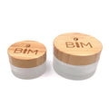 Custom Natural Bamboo Frosted Glass Cream Jar 100g 50g Empty Refillable Cosmetic Container Bottle for Travel Eye Cream