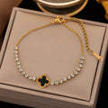 Nabest Gold FilledClover Blue Eyes Charm Bracelet Women Tarnish Free Stainless Steel Butterfly Rhinestone Bracelets