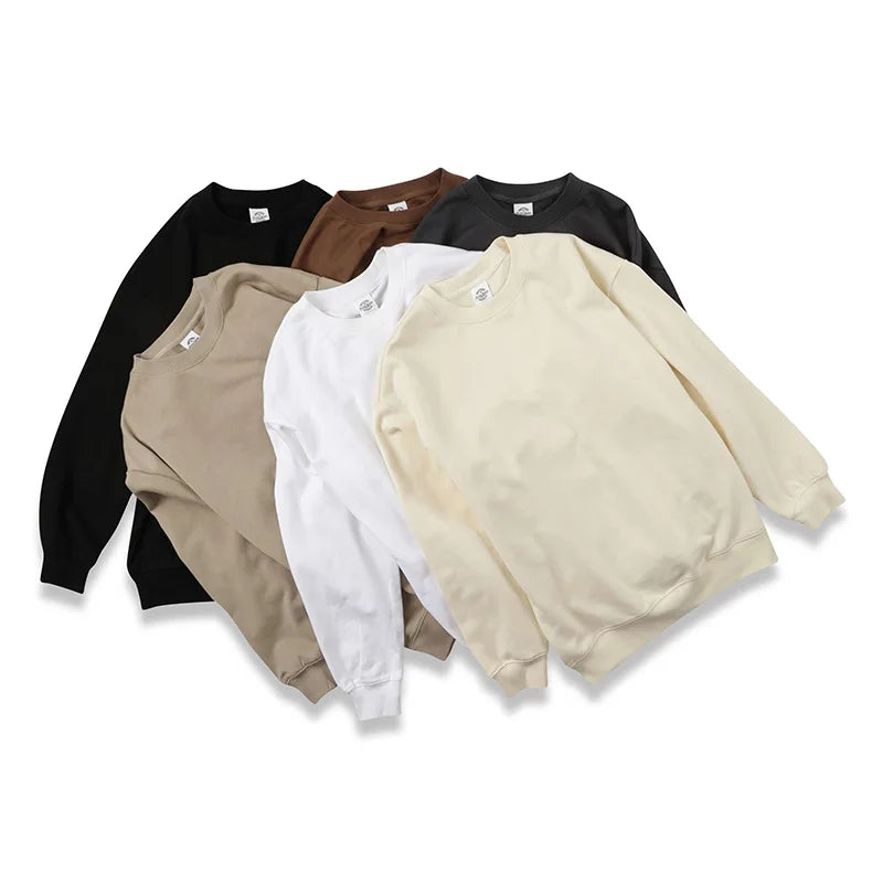 Custom Print 350g 100%Cotton French Terry Casual Long Sleeve Pullover Sweatshirt
