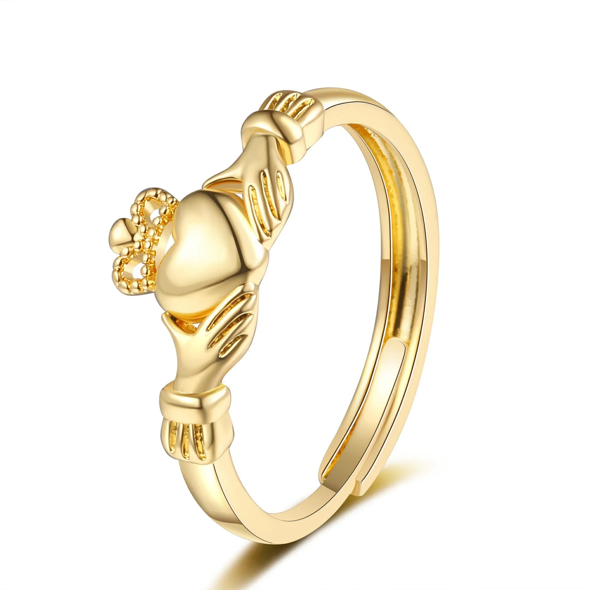 Platinum Plated Crown Heart Cubic Zirconia Engagement Ring Open Adjustable Ring Women Wedding Jewelry Index Finger Ring