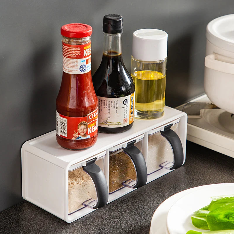 METKA Wall Mounted Square Spice Jar Lid Plastic Condiment Box 390ml Eco-Friendly Customized Color Home Restaurant Herb Tools