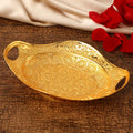QIAN HU Light Luxury New Dish Gold Eco-Friendly Round Iron Decor Serving Tray with Handle for Dry Fruit Snack