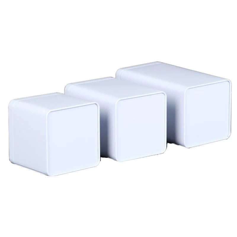 Star Packaging Silver Inside Durable White Color Tin Chocolate Tea Can Blank Tin Box Plain Small Package Metal Tin Boxes