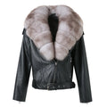 New Coming Big Fox Fur Collar Leather Jacket Genuine Sheepskin Fur Leather Jackets Women