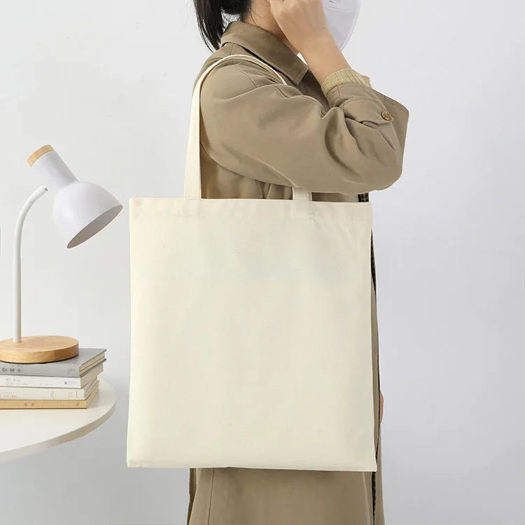 Eco-Friendly Organic Calico Canvas Tote Bag Cheap Custom Logo Printed Reusable Grocery Cotton Shopping Bags Rope Zipper Gifts