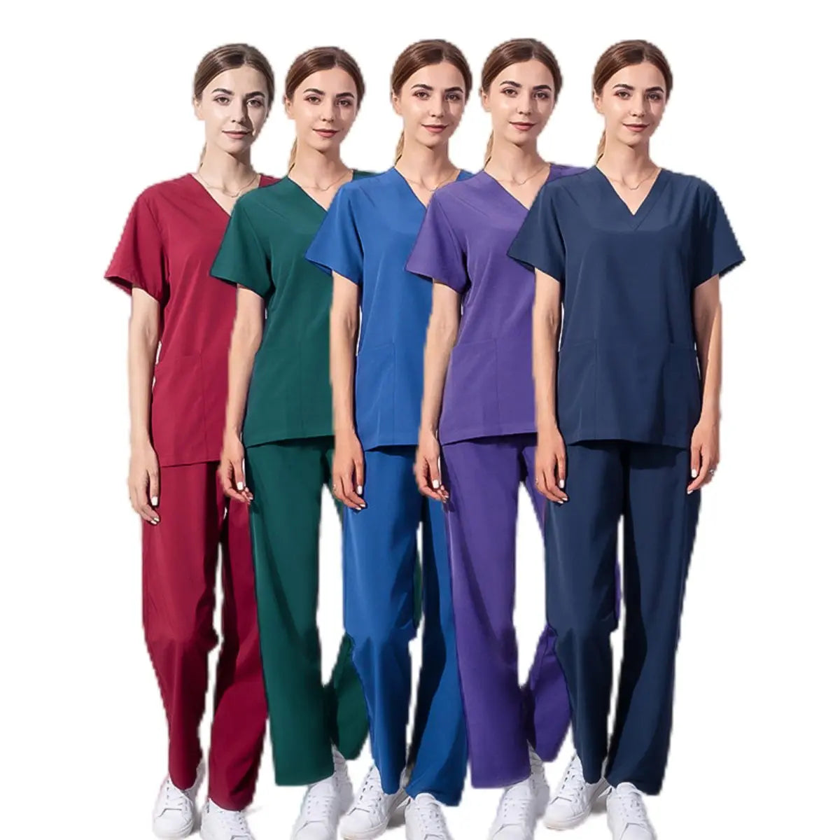 42021 Women's Six Pocket Medical Multi Pocket Wholesale Custom Scrubs Nursing Uniform Medical Scrubs Uniforms