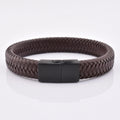 Punk Genuine Mens Leather Bracelet With Stainless Steel Magnetic Clasp Hand Jewelry Bracelet for Men