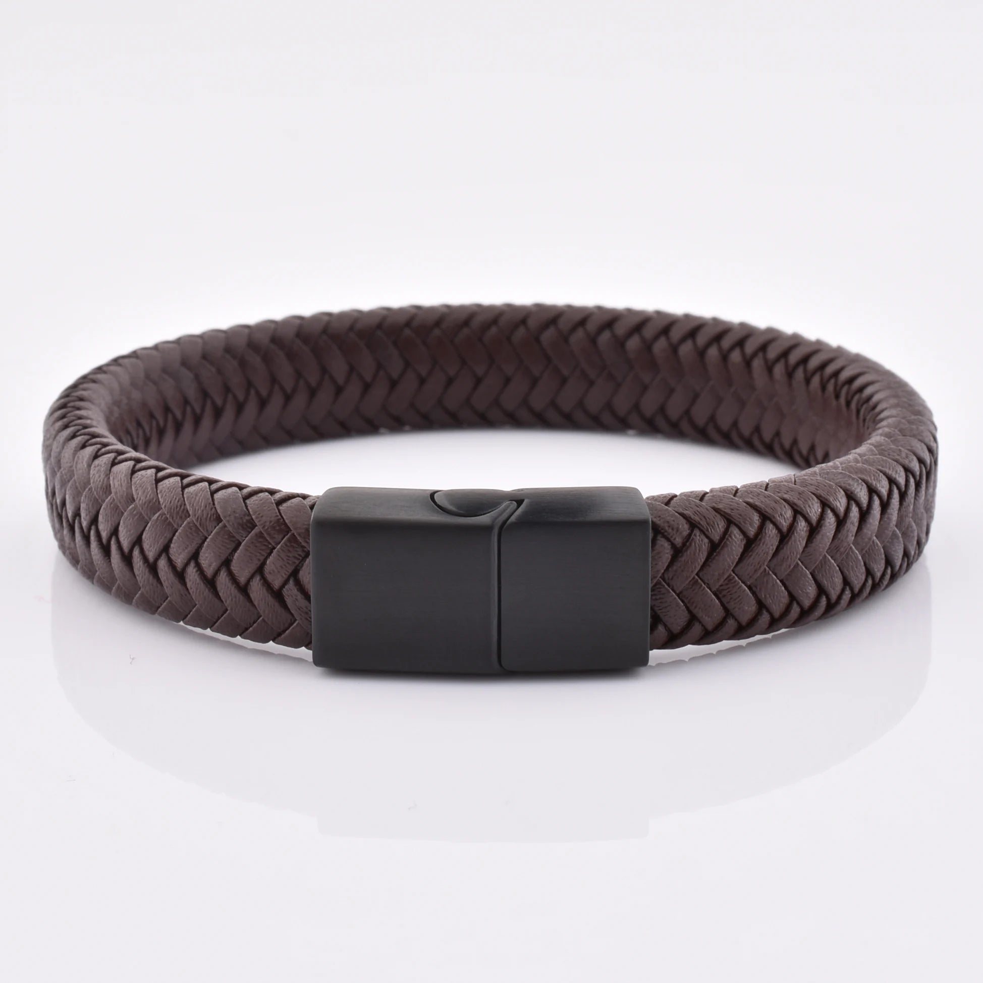 Punk Genuine Mens Leather Bracelet With Stainless Steel Magnetic Clasp Hand Jewelry Bracelet for Men