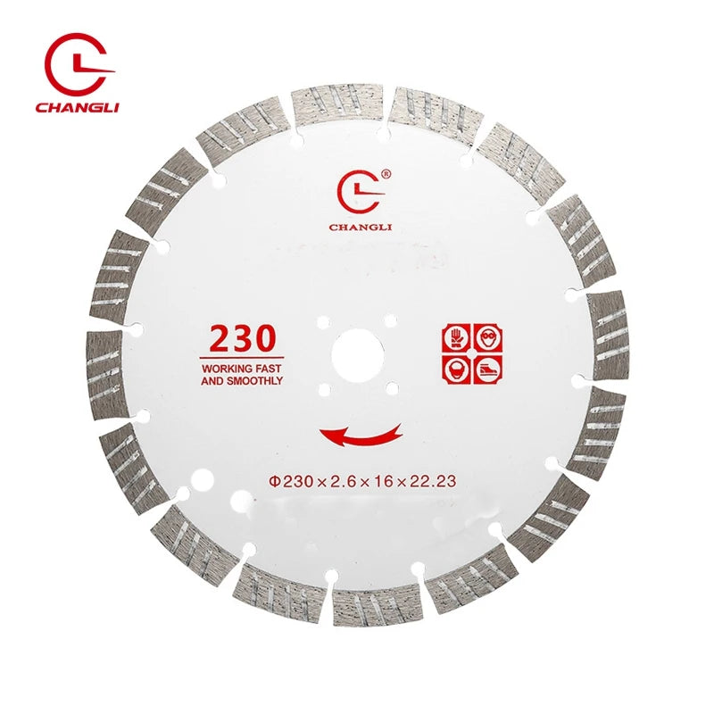 Changli 230mm Industrial Nitride Turbo Silent Diamond Segment Circular Saw Blade 10 Inch High-Efficiency Cutting Granite OEM