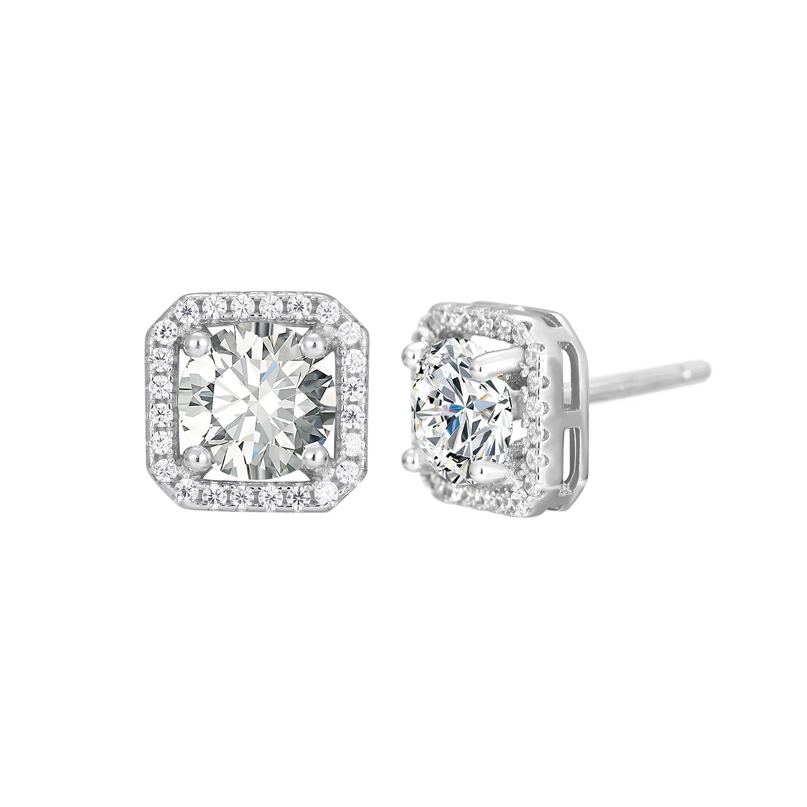 Classic 925 Sterling Silver square 6.5mm 1ct D Grade VVS Moissanite Women's Earrings with GRA Certification