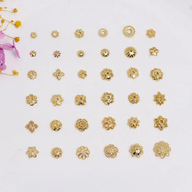 JS1706 Jewelry Supplies 4mm 5mm 6mm 7mm 8mm 10mm 12mm Gold Plated Metal Flower Beads Caps Ends TIP Spacer Beads