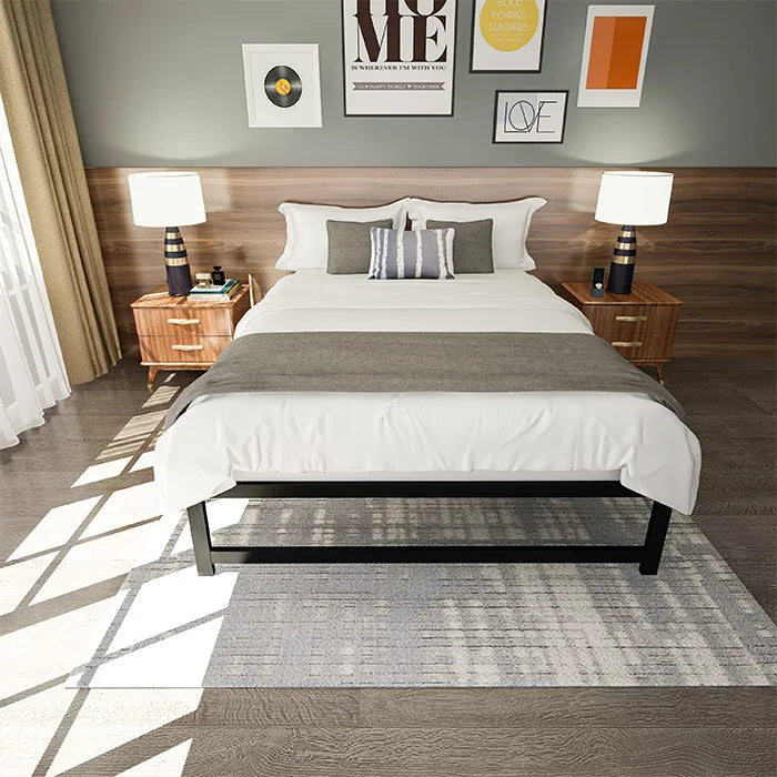 Queen Bed Frame Heavy Duty Steel Slat Support Metal Platform Bed Frame