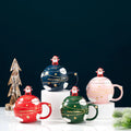 Wholesale High-value Christmas Home Office Holiday Gift Ceramic Cartoon Mug With Lid Spoon Water Cup