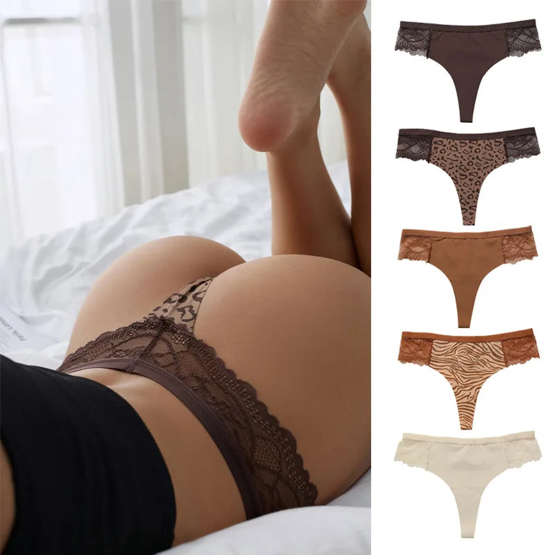 2023 New Design Sexy Seamless Ice Silk Thong Low Waist Lace G String Thongs for Ladies Girls